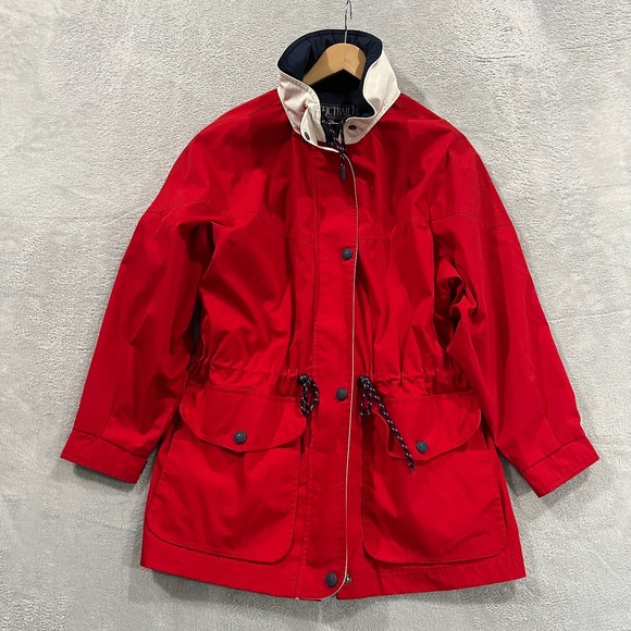VTG Pacific Trail‎ Outerwear Jacket Red Women Large Winter Hood Cargo Utility - Picture 1 of 13
